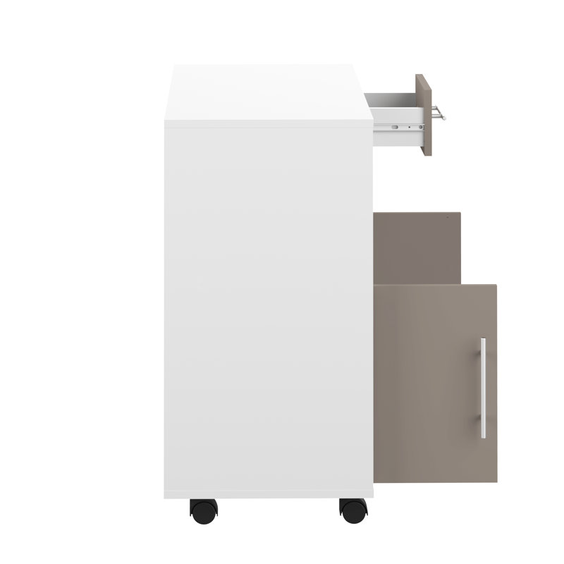Seyma Wood Kitchen Cart, White/Taupe