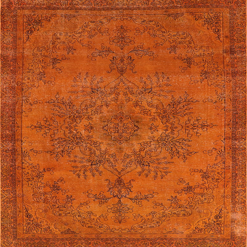 Tapis oriental orange Reze, Carré 4 pi