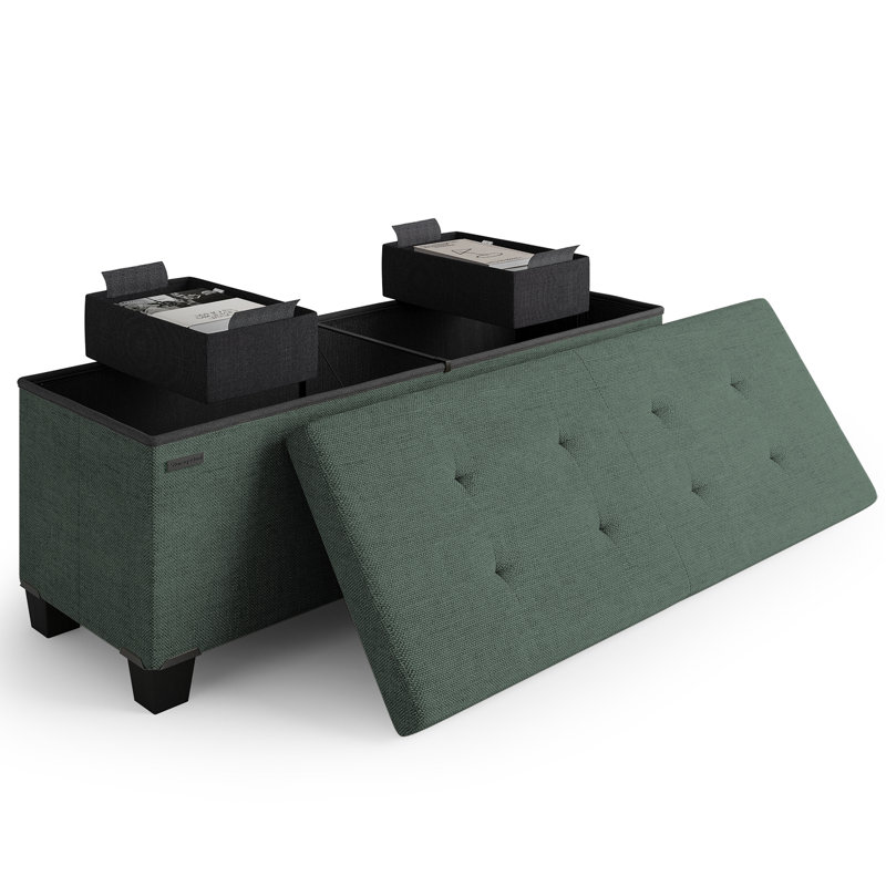 Banc de rangement avec repose-pieds Vérrant, 15"H x 43"W x 15"D, Green