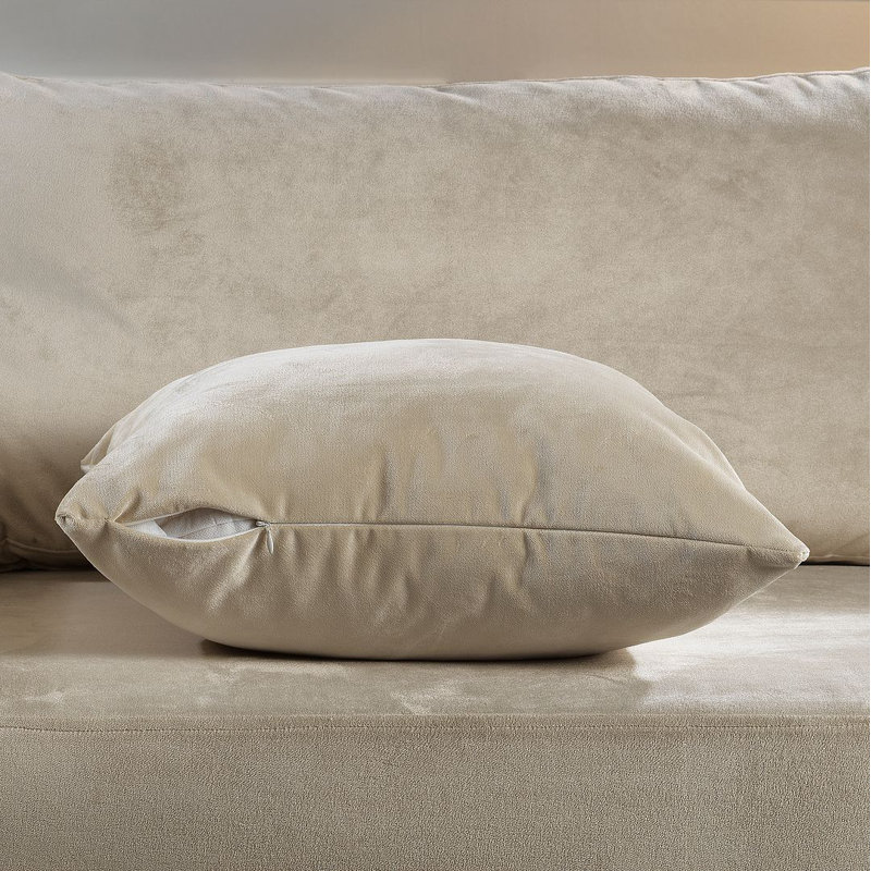Housse de coussin en velours mat 1pc, Carré 22 po, Écru