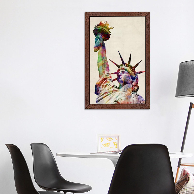 Statue Of Liberty by Michael Tompsett - Floater Frame Print on Canvas, 152.5 cm H x 101.5 cm W, Brown Framed