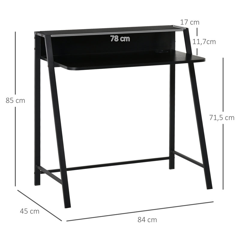 MDF Desk, 85 cm H x 84 cm W x 45 cm D, Brown/Silver