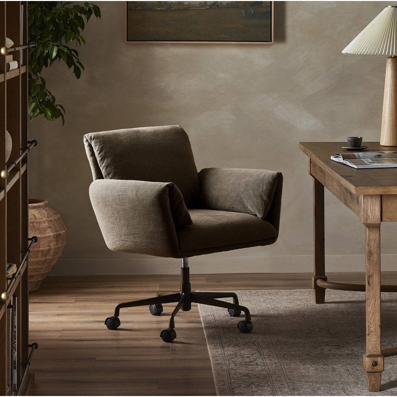 Salerno Desk Chair, Linen, Brown