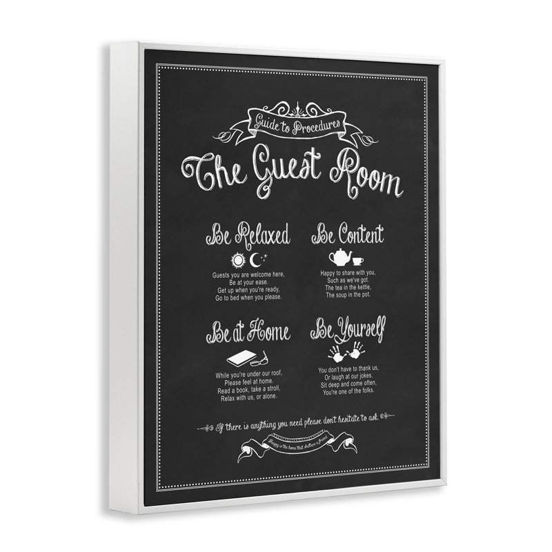 The Guest Room Guide by Lettered and Lined - Textual Art Print on Canvas, 30" H x 24" W x 1.5" D, White