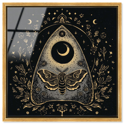 «Ouija Moth Planchette», reproduction murale encadrée à imprimé acrylique par Art Remedy, cadre doré, 30 x 30