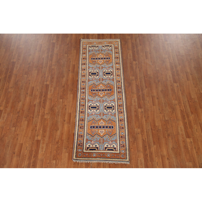 Tapis de couloir traditionnel bleu et rouille 3 x 8 po