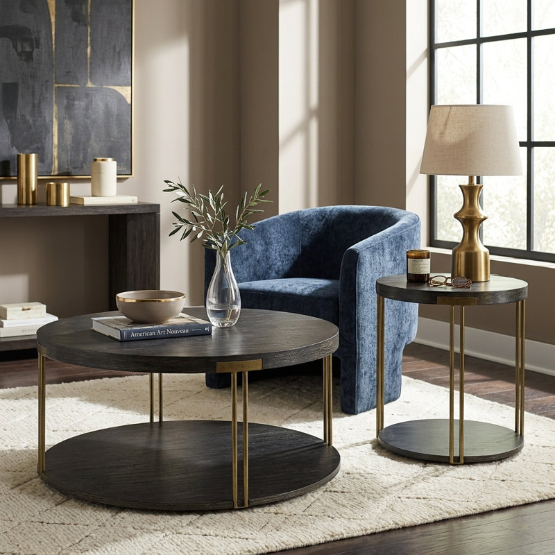 Black End Table With Iron Frame