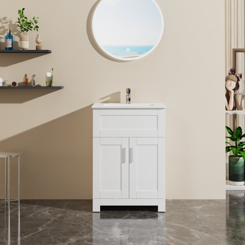 Meuble-lavabo 24 po avec lavabo en céramique et rangement spacieux Martino