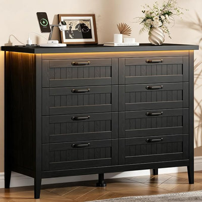 39.8'' Tall 8 Drawer Dresser with Charging Station & LED Lights