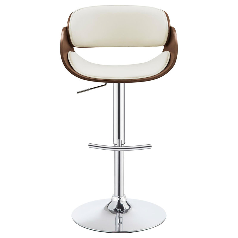 Tabouret de bar réglable écru et chrome, Ivoire ivoire