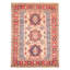 Tapis rouge en laine noué à la main de conception unique 5 pi x 6 pi 7 po New Age