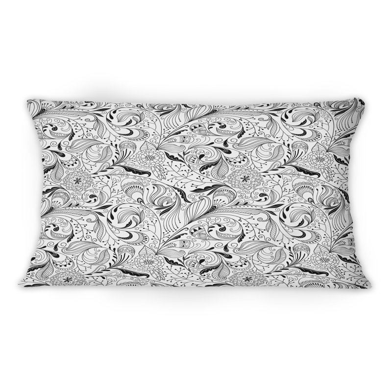 Monochrome Shapes II -1 Patterned Printed Throw Pillow