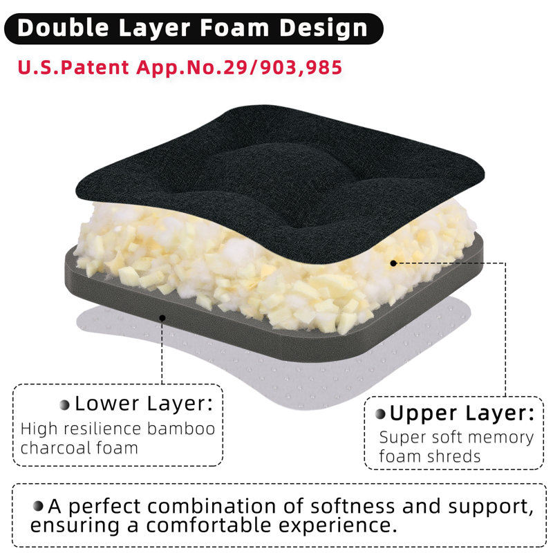 Kitchen Chair Cushions For Dining Chairs(Set Of 4), Black