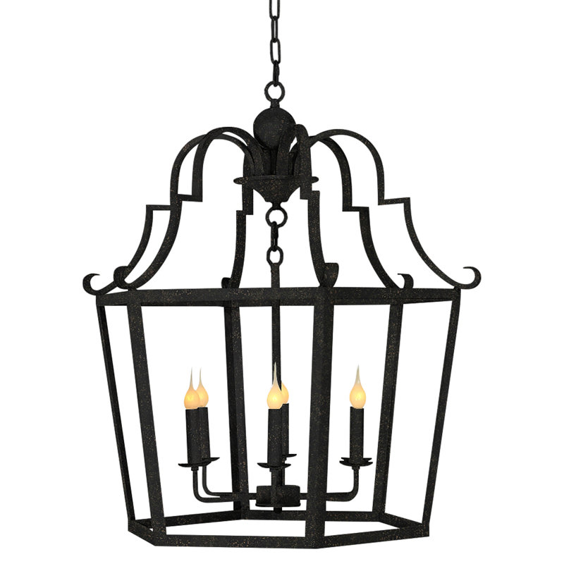 Lustre géométrique à 6 lumières Gomez, Noir antique
