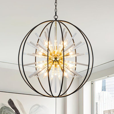 Lustre en cristal moderne avec luminaire suspendu 12 lumières Spoutnik Design pour la salle à manger, le vestibule, le vestibule, l'escalier, le salon, le couloir, la finition noire et dorée à hauteur réglable