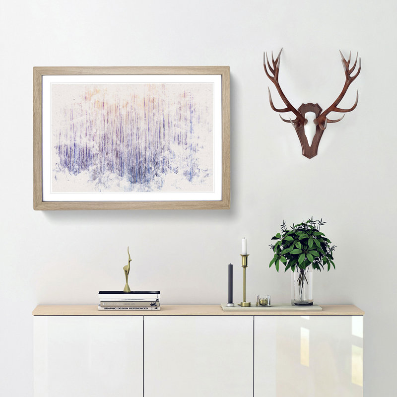 Warm Winter Forest Watercolour - Picture Frame Graphic Art, Oak, 35cm H x 50cm W x 2cm D