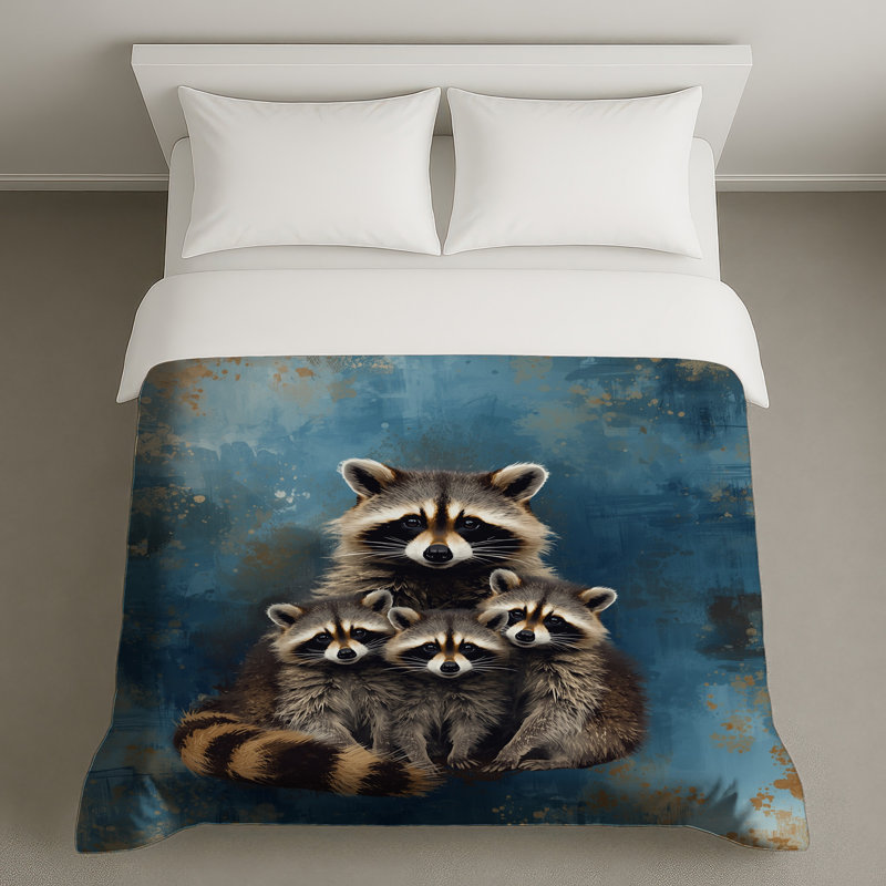 Famille de housses de couette ratons laveurs, Lit simple