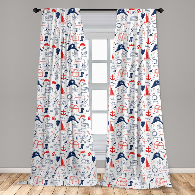Pirates Semi-Sheer Rod Pocket Curtain Panels, 28" x 95"