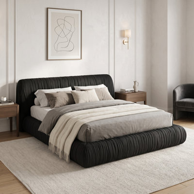 Clenton Pleated Upholstered Platform Bed