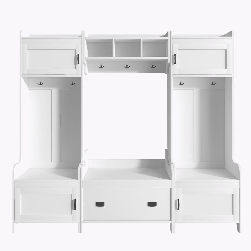 Rexie Hall Tree 78.7'' Wide with Bench and Shoe Storage, White