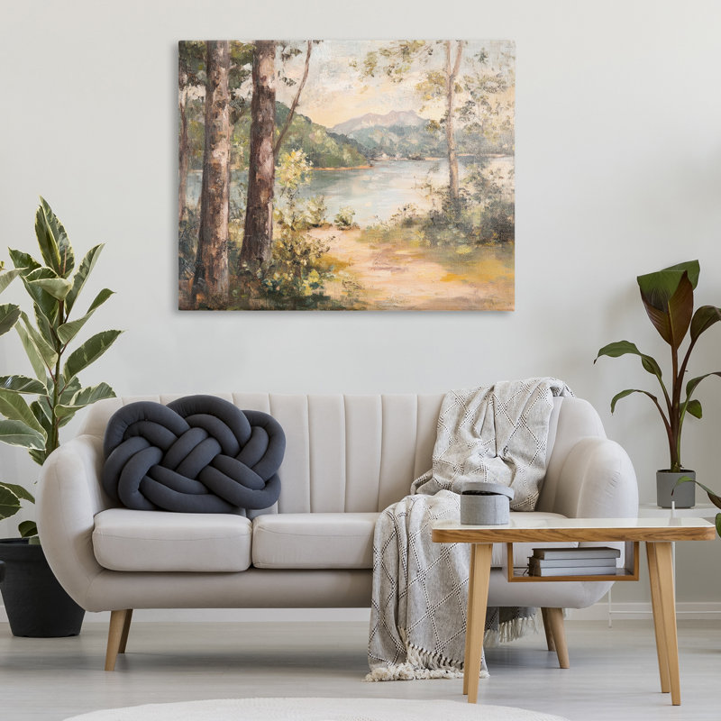 «Peaceful Lakeside Landscape» par Petal Prints Design, H 36 po x l 48 po