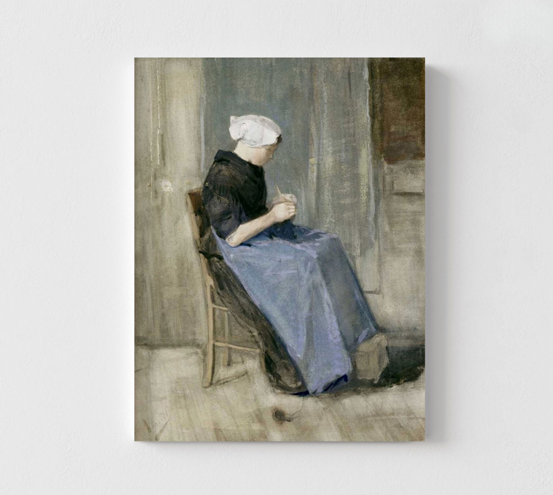 WeFrameArt A Young Scheveningen Woman Knitting By Vincent Van Gogh