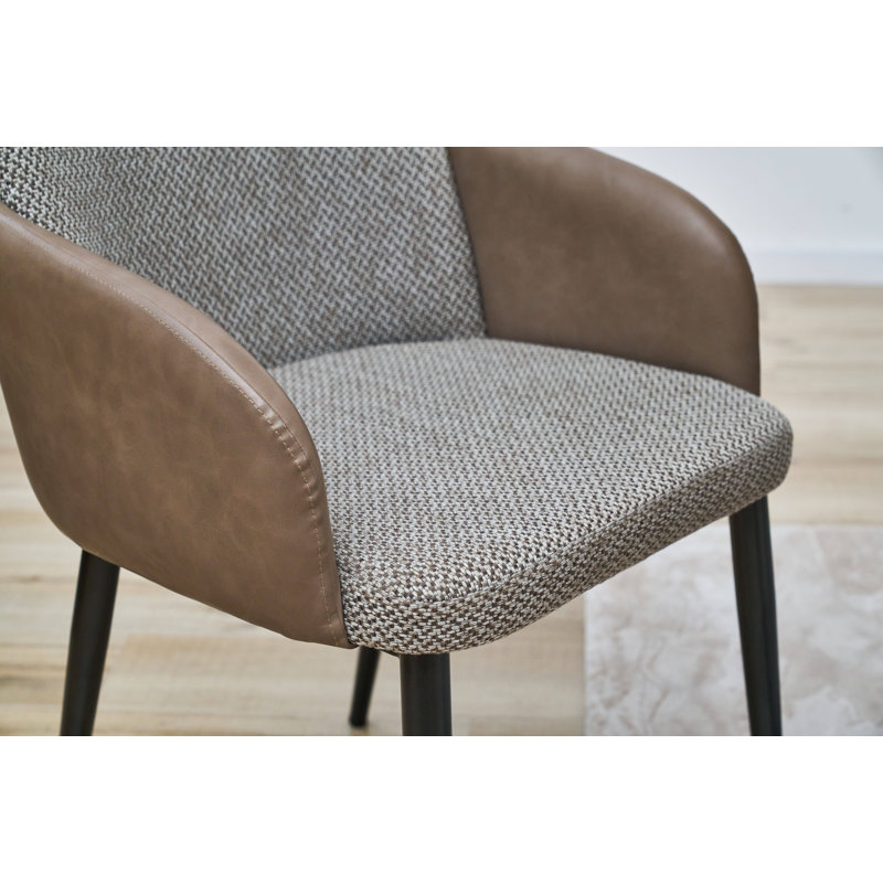 Chaise avec accoudoirs à dossier rembourré Chanina, Brun