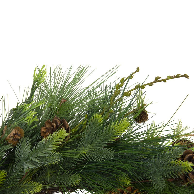 28" Green Pine Needle and Pine Cone Artificial Christmas Wreath