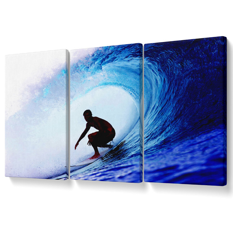 Wave Tunnel Surfer Canvas 3 Panel Set