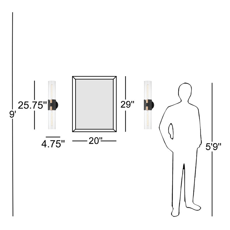Amado 2 Light Wall Sconce, Patina Brass/Texture Black