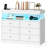 39.3"W  6 - Drawer Dresser Accent Chest with Power Outlet, LED Lights and Open Shelf