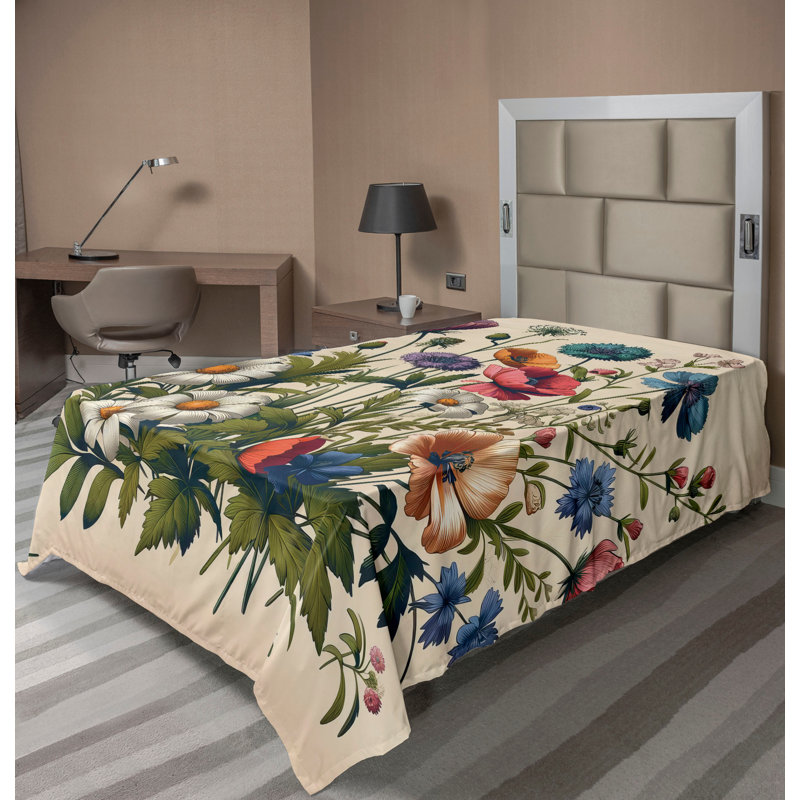 Polyester Floral Flat Sheet, Twin XL Flat Sheet