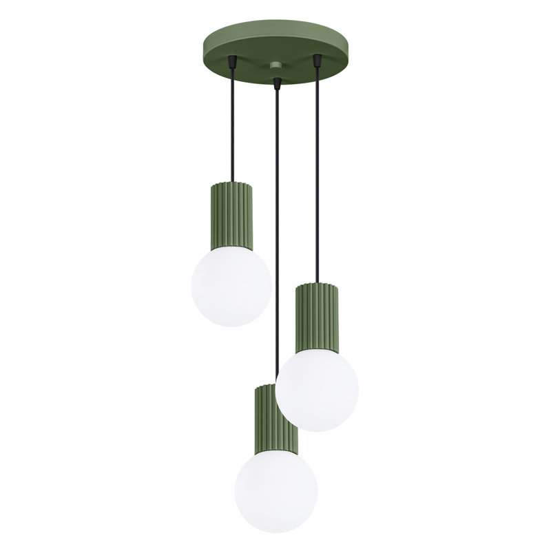 Bernis 3 - Light Brushed Nickel Pendant, Green