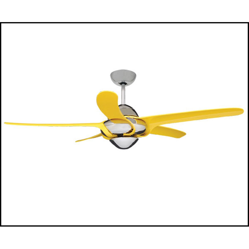 Ventilateur de plafond standard à 5 pales 54" avec télécommande Sebeka, Jaune