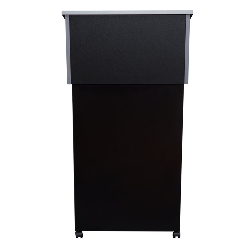 Black Particleboard Tabletop Lectern with AV Cart Base