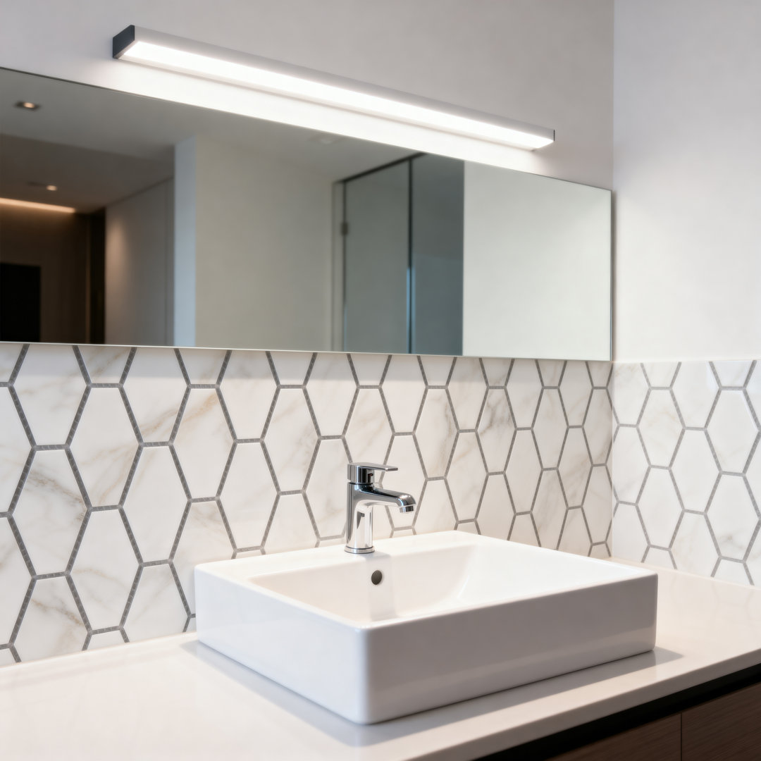 Art Deco Elongated Hexagon 2" x 2" Glass Mosaic Tile Abolos 