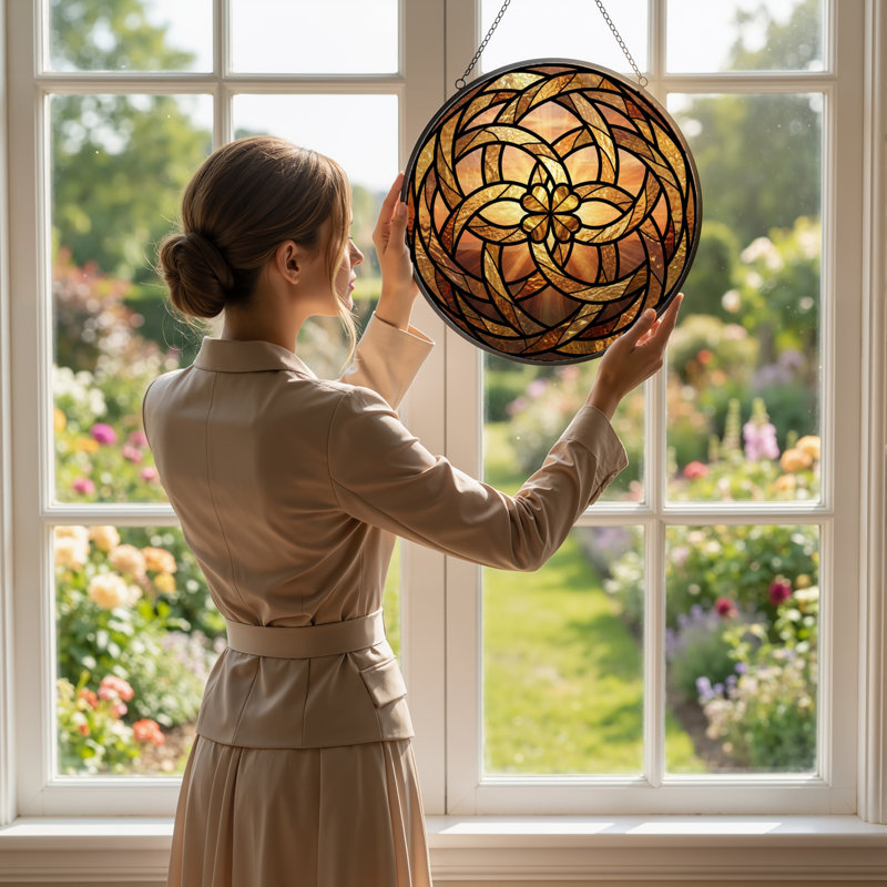 Panneau de vitrail 12 "H Celtic Knot, H 12 po x l 12 po