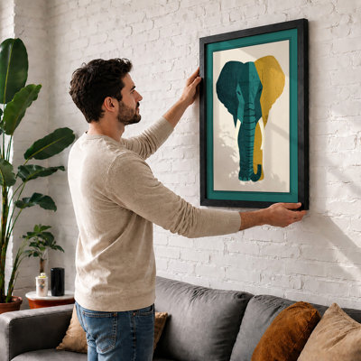 Geometric Elephant Art Deco - Framed Print