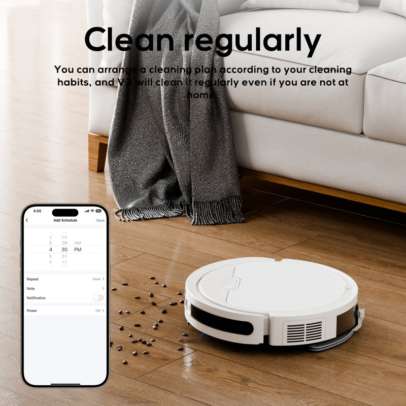 Combinaison de robot aspirateur et vadrouille 4000pa Max, Blanc