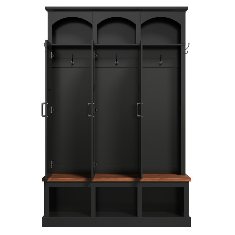 Hall Tree 49'' Wide With Bench And Shoe Storage, Black