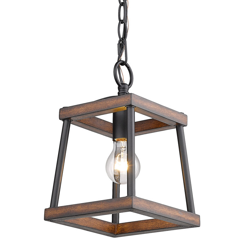 Daniela 1 - Light Single Pendant, Rustic Oak Wood Accents