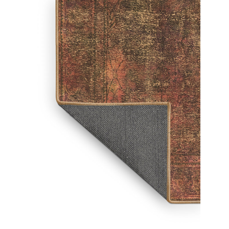 Tapis oriental en laine / polyester tissé à la machine en brun / rouge / noir, Rectangle 8 pi x 10 pi