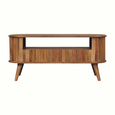 Charming Nordic Media Unit with Handcrafted Solid Mango Wood Construction