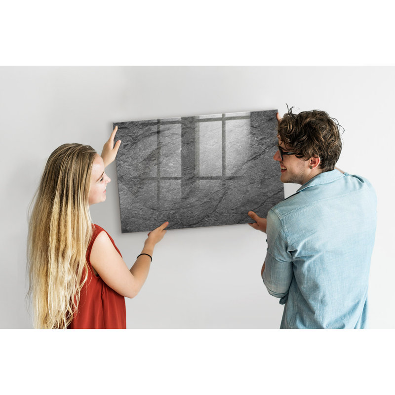 Magnetic Memo Board Whiteboard - 90 x 60 cm - With Marker and Magnets - Volcanic rock, 60cm H x 90cm W x 2cm D