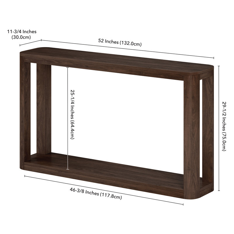 52" Wide Rectangular Console Table, Alder Brown