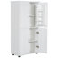 Tall And Wide Bathroom Floor Storage Cabinet, Bathroom Storage Unit, Freestanding Cabinet With 4 Doors, Adjustable Shelves