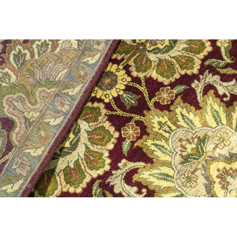 Tapis beige et rouge noué à la main de haute qualité