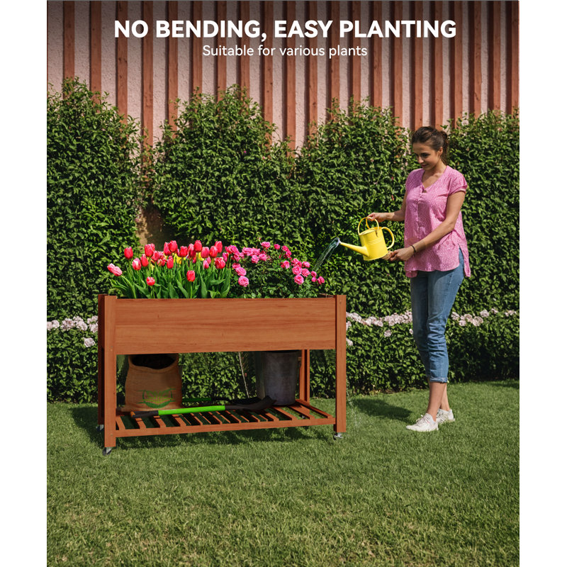 Wood Planter, Brown, Cedar