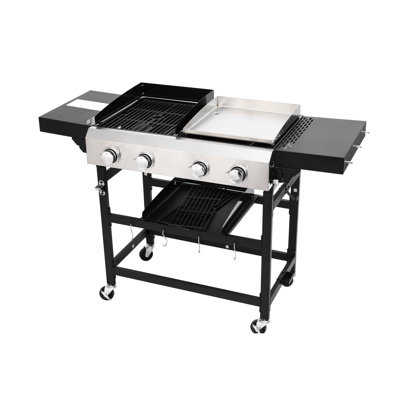 2 brûleurs à gaz et gril, corps de poêle émaillé, températures élevées, tête en acier inoxydable, 9550, zone de cuisson 38200, brûleurs, grilles en fonte, composants de température, grillage 38240, taille de gril