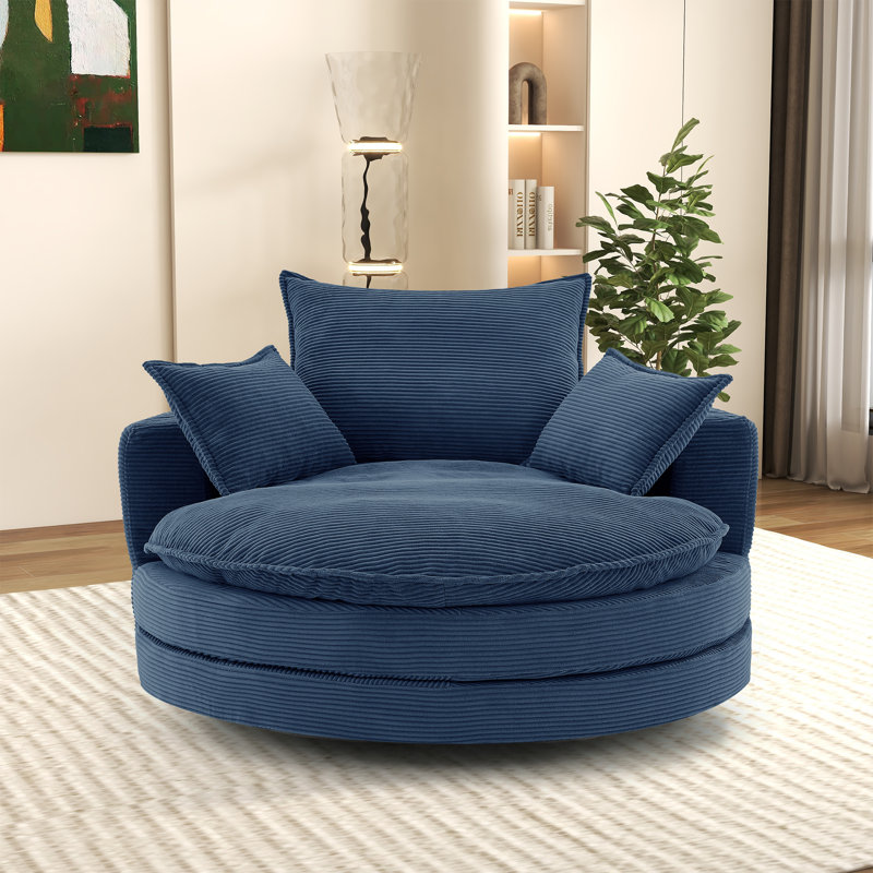 Fauteuil demi-tonneau rotatif 57,3 po, Bleu
